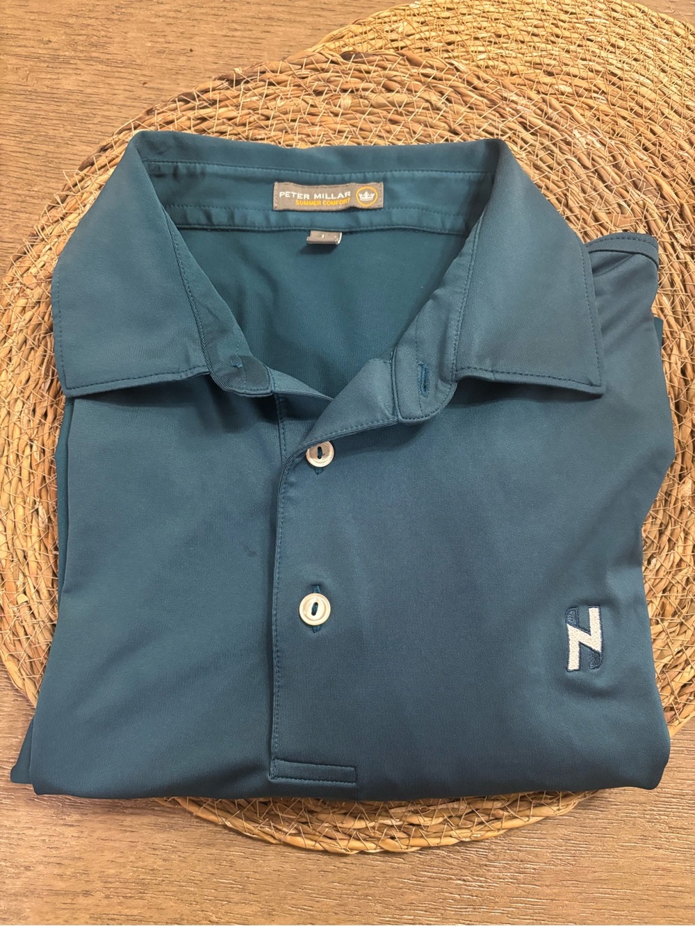 Peter Millar Summer Comfort Polo Mens L teal green n logo